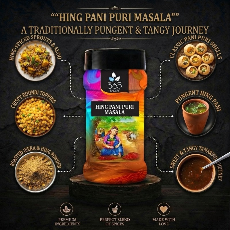 Hing Pani Puri Masala | Asafoetida Infused Digestive Water Blend | Vegan | No Artificial Flavours | 365 Spicery