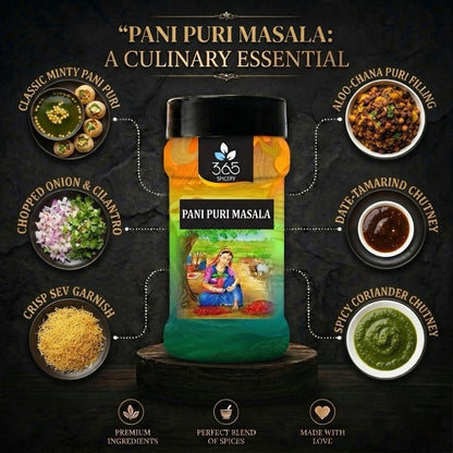 Pani Puri Masala | Classic Tangy Street Food Water Blend | Vegan | Gluten-Free | No Artificial Colours | 365 Spicery