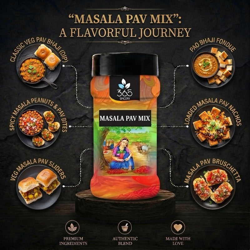 Masala Pav Mix | Authentic Mumbai Street Food Seasoning | Vegan | No Artificial Colours | No MSG | 365 Spicery