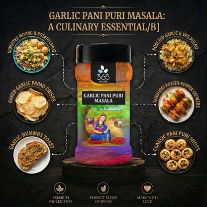 Garlic Pani Puri Masala | Pungent Street Style Water Blend | Natural Ingredients | Gluten-Free | No MSG | 365 Spicery