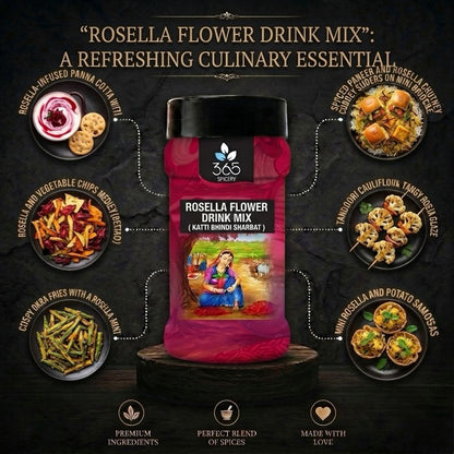 Roselle Flower Drink Mix (Khatti Bhindi Sharbat) | Natural Hibiscus Refreshing Beverage | Vegan | No MSG | 365 Spicery