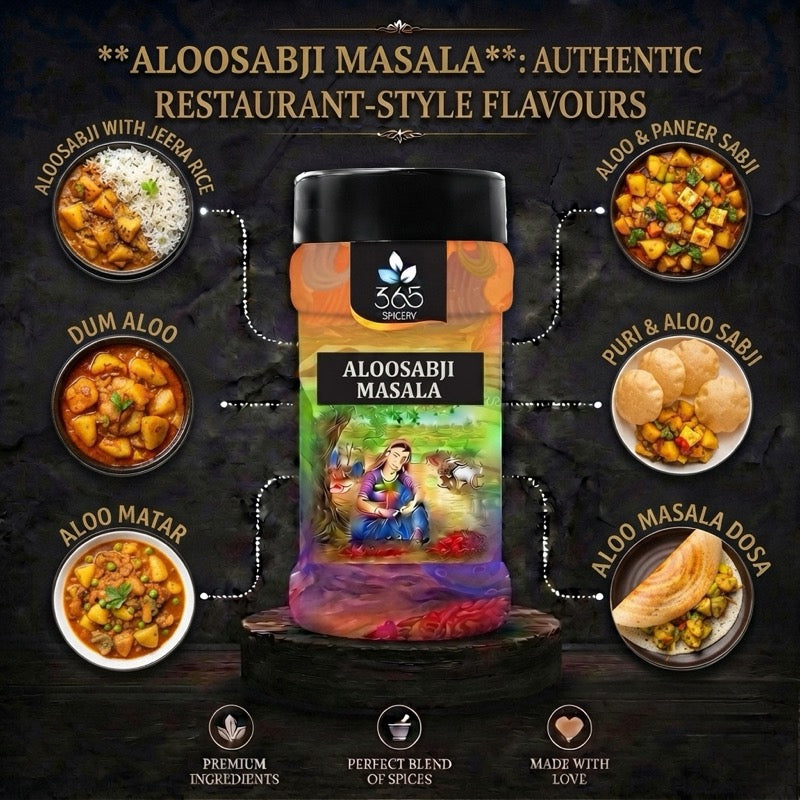 Aloo Sabji Masala | Classic Potato Curry Spice Blend | Vegan | No MSG | Premium Quality | 365 Spicery