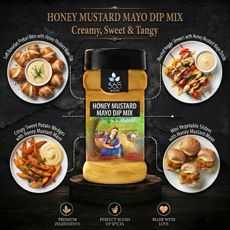 HONEY MUSTARD MAYO DIP MIX | Sweet Tangy Fusion | Natural Ingredients | Gluten-Free | Gourmet Dips | 365 Spicery