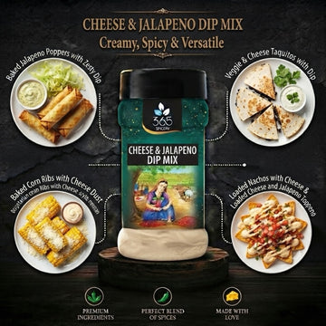 CHEESE & JALAPENO DIP MIX | Spicy Tangy Fusion | No MSG | Gluten-Free | Perfect for Snack Platters | 365 Spicery