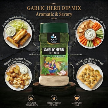 GARLIC HERB DIP MIX | Savoury Aromatic Blend | No Artificial Colours | Gluten-Free | Ideal for Spreads | 365 Spicery