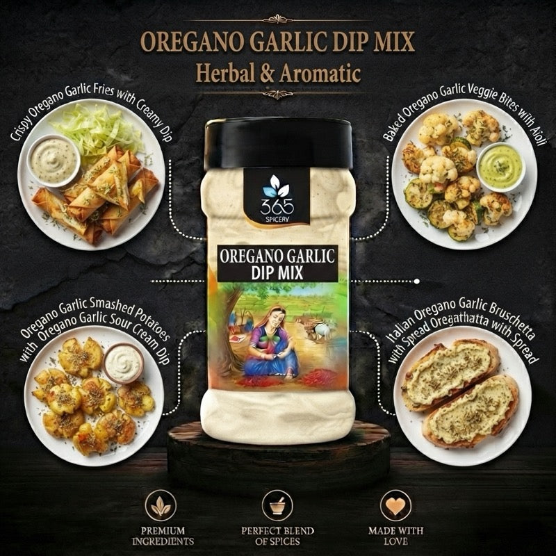 OREGANO GARLIC DIP MIX | Aromatic Italian Herb Blend | No MSG | Gluten-Free | Perfect for Dips | 365 Spicery
