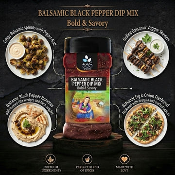 BALSAMIC BLACK PEPPER DIP MIX | Tangy Gourmet Blend | Natural Ingredients | Vegan | Ideal for Platters | 365 Spicery