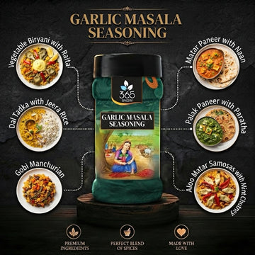 Garlic Masala Seasoning | Indian Fusion Blend for Street Food | Vegan | No Artificial Colours | Made in India | 365 Spicery