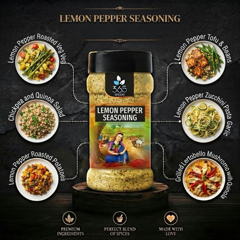 Lemon Pepper Seasoning | Tangy Zest for Grills & Popcorn | Natural Ingredients | No MSG | Made in India | 365 Spicery