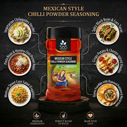 Mexican Style Chilli Powder | Authentic Heat for Tacos & Street Food | Gluten-Free | No Artificial Colours | 365 Spicery