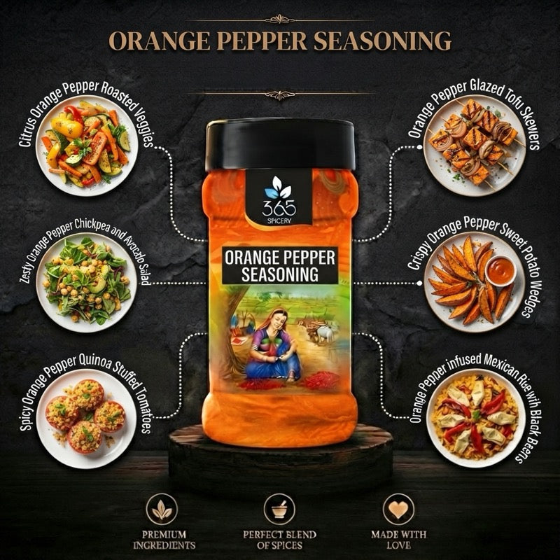 Orange Pepper Seasoning | Zesty Citrus Blend for Fries & Snacks | Natural Ingredients | Vegan | 365 Spicery
