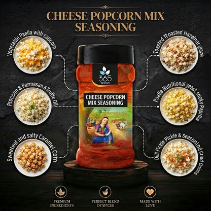 Cheese Popcorn Mix | Classic Savoury Snack Sprinkle | Gluten-Free | No MSG | Made in India | 365 Spicery