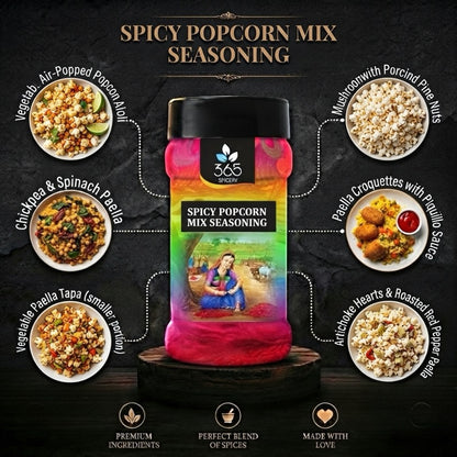 Spicy Popcorn Mix | Bold Chilli Snack Seasoning | Natural Ingredients | No Artificial Colours | 365 Spicery