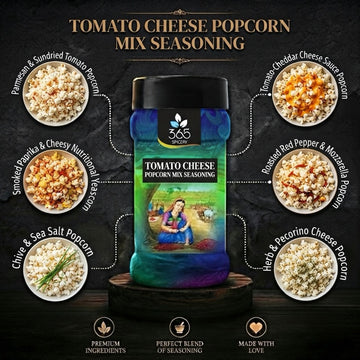 Tomato Cheese Popcorn Mix | Savoury Snack Seasoning | Gluten-Free | No MSG | Made in India | 365 Spicery