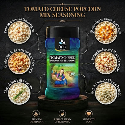 Tomato Cheese Popcorn Mix | Savoury Snack Seasoning | Gluten-Free | No MSG | Made in India | 365 Spicery