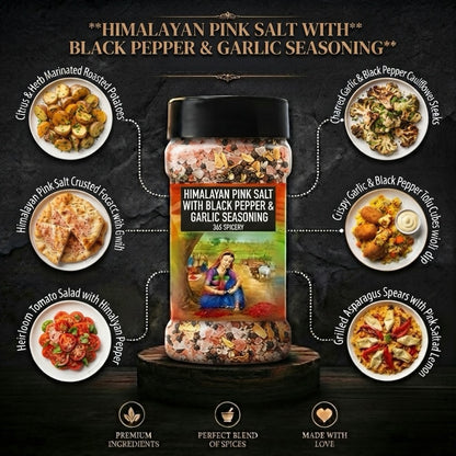 Himalyan Pink Salt With Black pepper And Garlic | Mineral Blend | Natural | No Artificial Colours | 365 Spicery