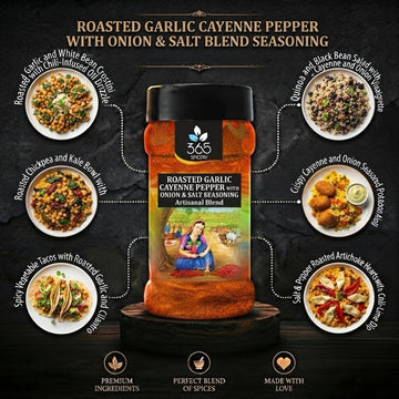 Roasted Garlic Cayenne Pepper With Onion & Salt | Spicy Rub | Vegan | No Artificial Flavours | 365 Spicery