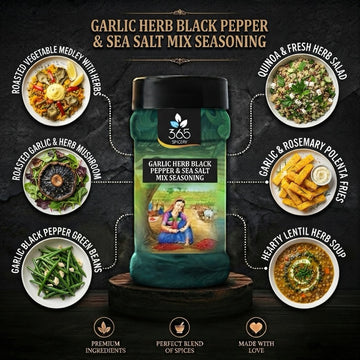 Garlic, Herb, Black pepper And Sea Salt Mix | Gourmet Seasoning | Vegan | No Artificial Flavours | 365 Spicery