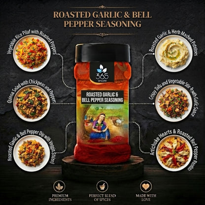 Roasted Garlic And Bell Pepper Seasoning | Savoury Grill Rub | Natural | No Artificial Colours | 365 Spicery