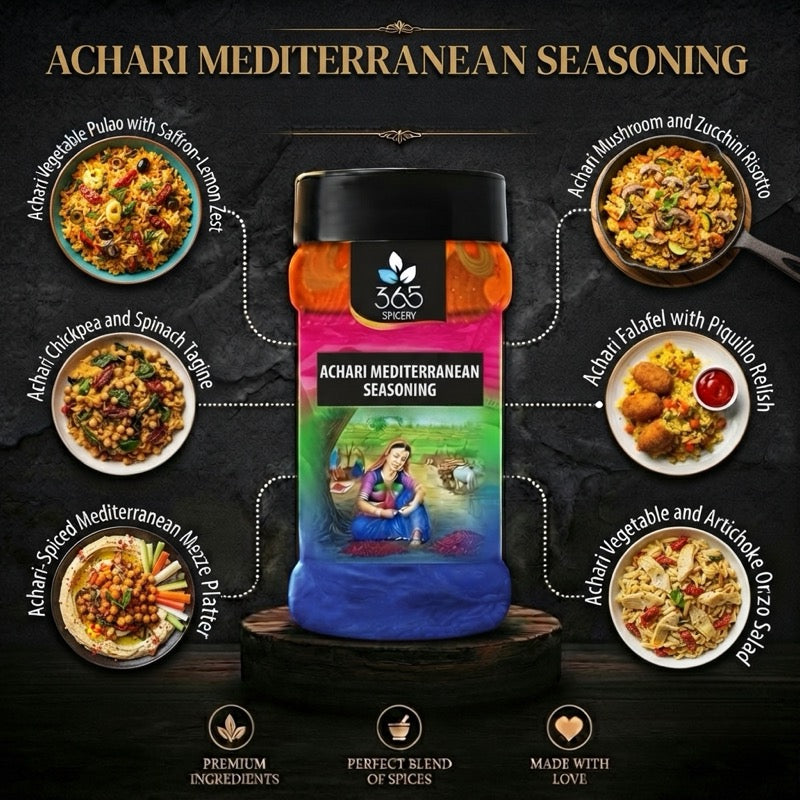 Achari Mediterranean Seasoning | Tangy Pickle Fusion Rub | Vegan | No Artificial Flavours | 365 Spicery