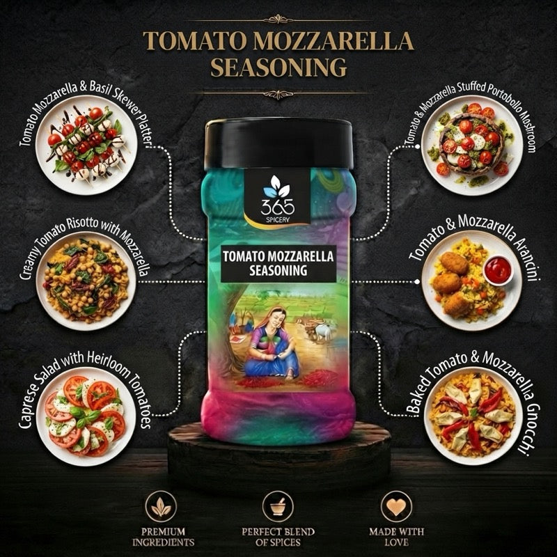 Tomato Mozzarella Seasoning | Savoury Pizza & Pasta Sprinkle | Vegan | No Artificial Flavours | 365 Spicery