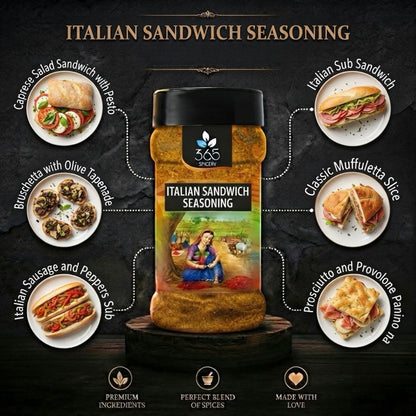 Italian Sandwich Seasoning | Classic Herb & Garlic Blend | Vegan | No Artificial Flavours | 365 Spicery
