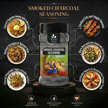 Smoked Charcoal Seasoning | Unique Barbecue Grill Infusion | Vegan | Premium Quality | 365 Spicery