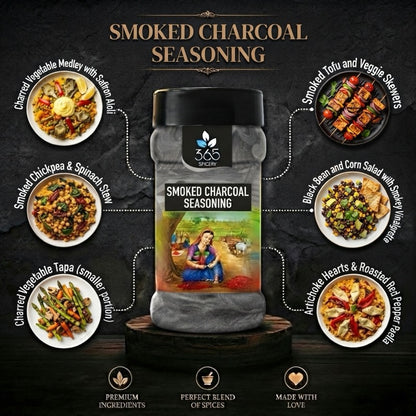 Smoked Charcoal Seasoning | Unique Barbecue Grill Infusion | Vegan | Premium Quality | 365 Spicery