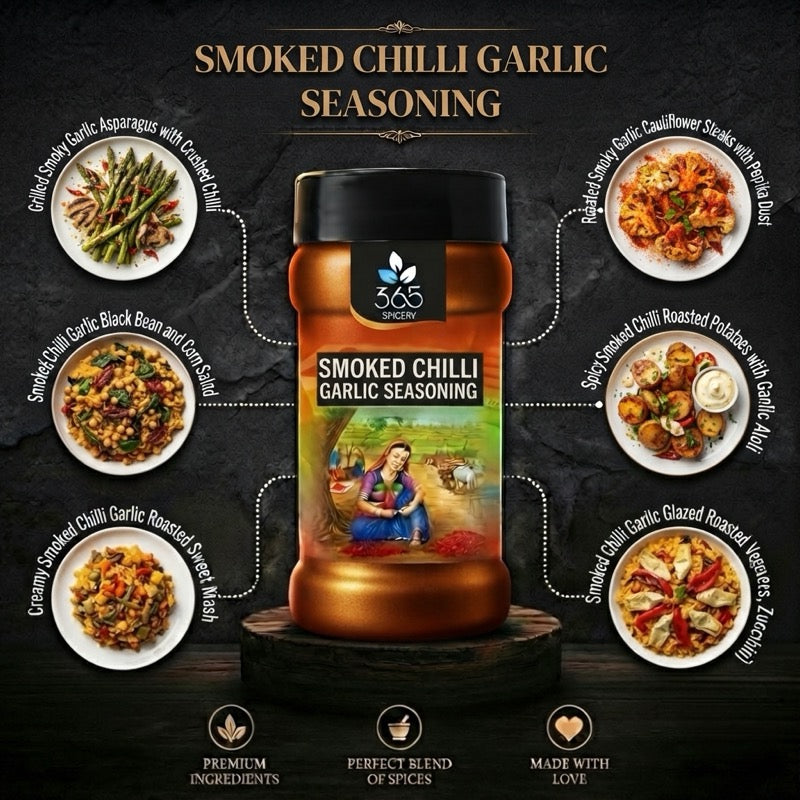 Smoked Chilli Garlic Seasoning | Bold Street Food Flavour | Vegan | No MSG | Made in India | 365 Spicery