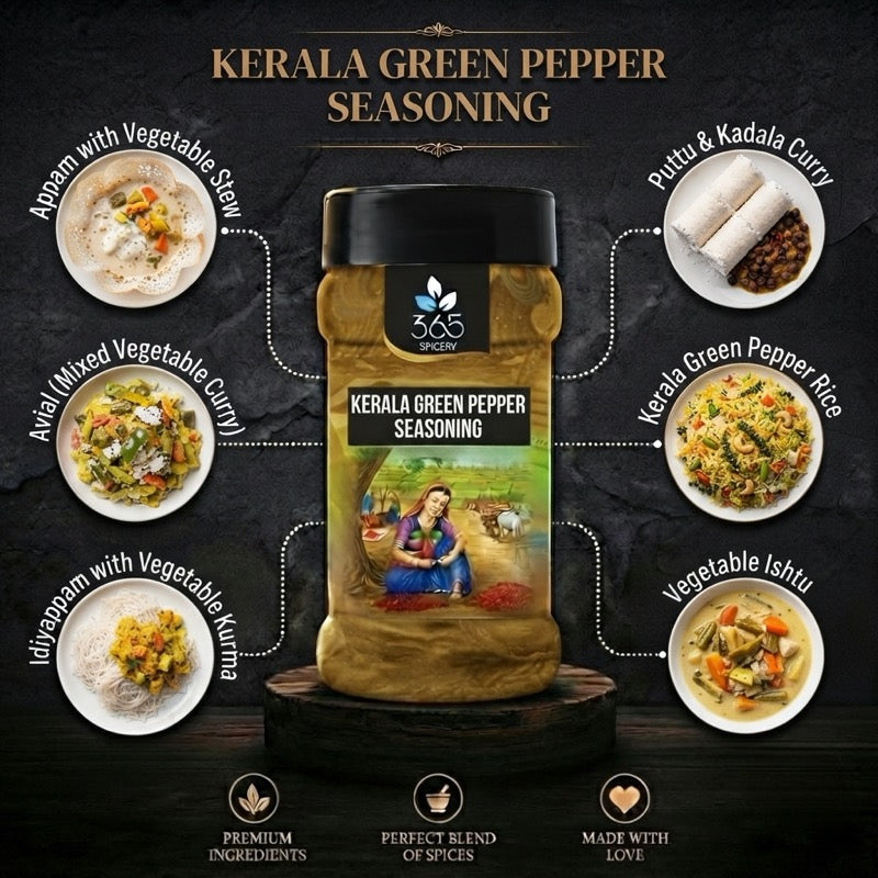 Kerala Green Pepper Seasoning | Bold Aromatic Spice Mix | No Artificial Colours | Gluten-Free | 365 Spicery