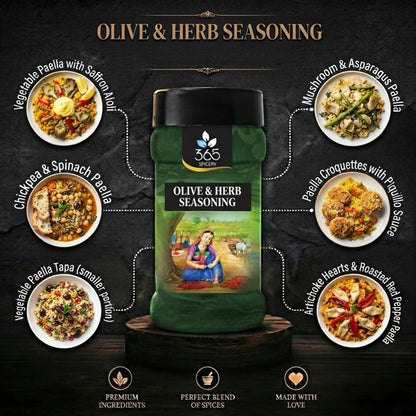 Olive & Herb Seasoning | Mediterranean Flavour Blend | Gluten-Free | No Artificial Flavours | 365 Spicery