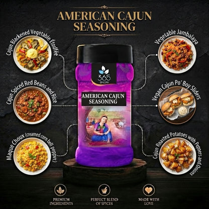 AMERICAN CAJUN SEASONING | Classic Bold Spice Blend for Snacks | No MSG | Natural Ingredients | 365 Spicery