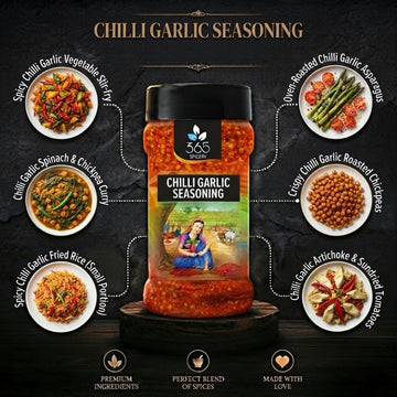 CHILLI GARLIC SEASONING | Bold Zesty Spice Mix for Fries & Popcorn | No MSG | Gluten-Free | 365 Spicery