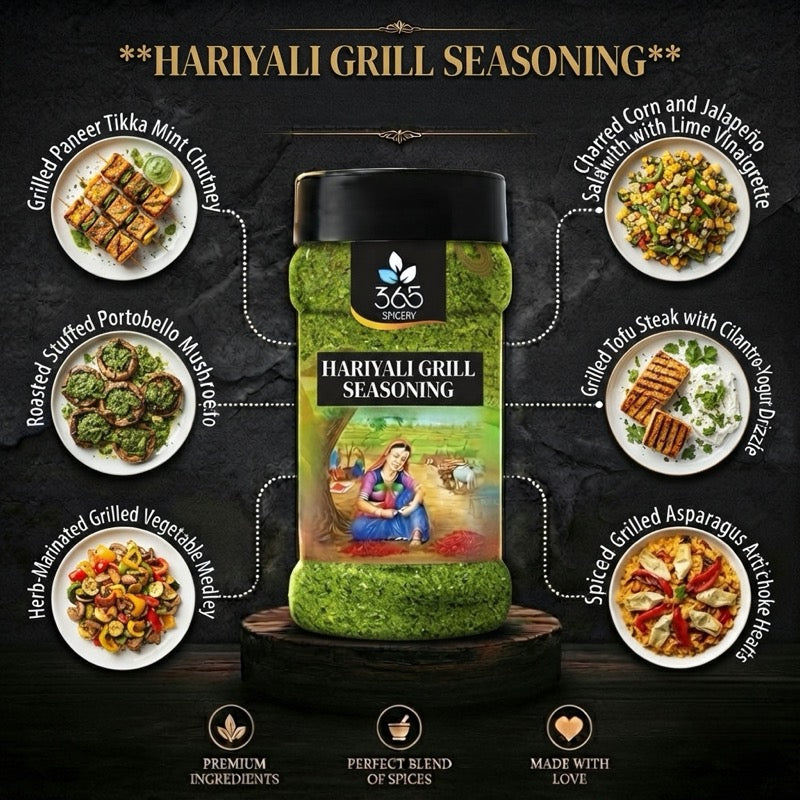 HARIYALI GRILL SEASONING | Fresh Mint & Coriander Spice Mix | Vegan | No Artificial Flavours | 365 Spicery