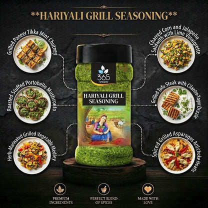 HARIYALI GRILL SEASONING | Fresh Mint & Coriander Spice Mix | Vegan | No Artificial Flavours | 365 Spicery