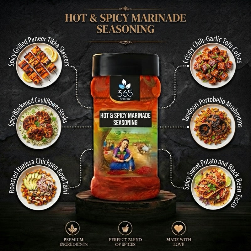 HOT & SPICY MARINADE | Intense Spice Blend for Grills & Snacks | Gluten-Free | No Artificial Colours | 365 Spicery