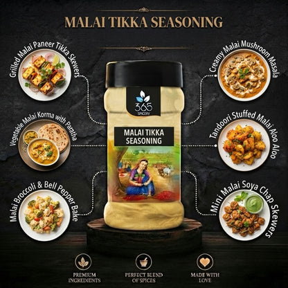 MALAI TIKKA SEASONING | Creamy Mild Spice Blend for Grills | Gluten-Free | No Artificial Flavours | 365 Spicery