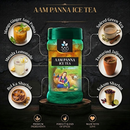 Aam Panna Ice Tea | Tangy Raw Mango Drink Mix | Natural Ingredients | Refreshing Summer Blend | 365 Spicery