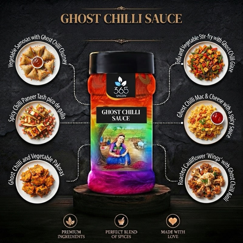 GHOST CHILLI SAUCE | Extremely Spicy Gourmet Blend | Natural Ingredients | Vegan | 365 Spicery