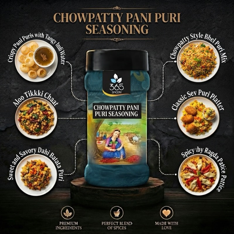 CHOWPATTY PANI PURI SEASONING | Authentic Mumbai Street Flavor | No MSG | 365 Spicery