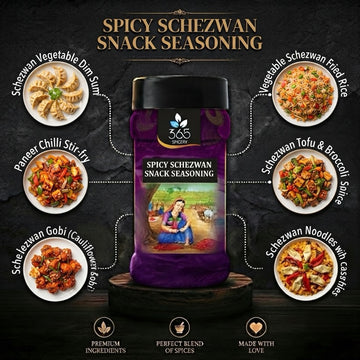 SPICY SCHEZWAN SNACK SEASONING | Fiery Indo-Chinese Blend | Vegan | No Artificial Colours | 365 Spicery