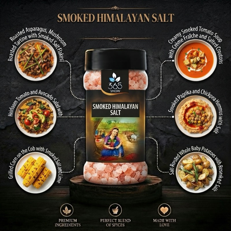 SMOKED HIMALAYAN SALT | Authentic Mineral Rich Crystals | Natural Process | 365 Spicery