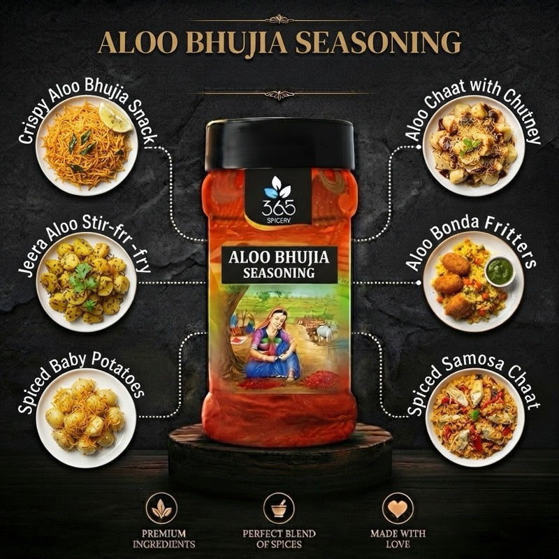 ALOO BHUJIA SEASONING | Authentic Spiced Snack Mix | Vegan | No Artificial Flavours | 365 Spicery
