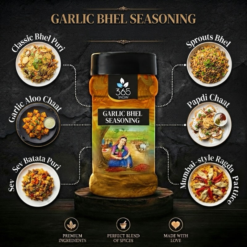 GARLIC BHEL SEASONING | Savory Street Food Masala | No MSG | Natural Ingredients | 365 Spicery