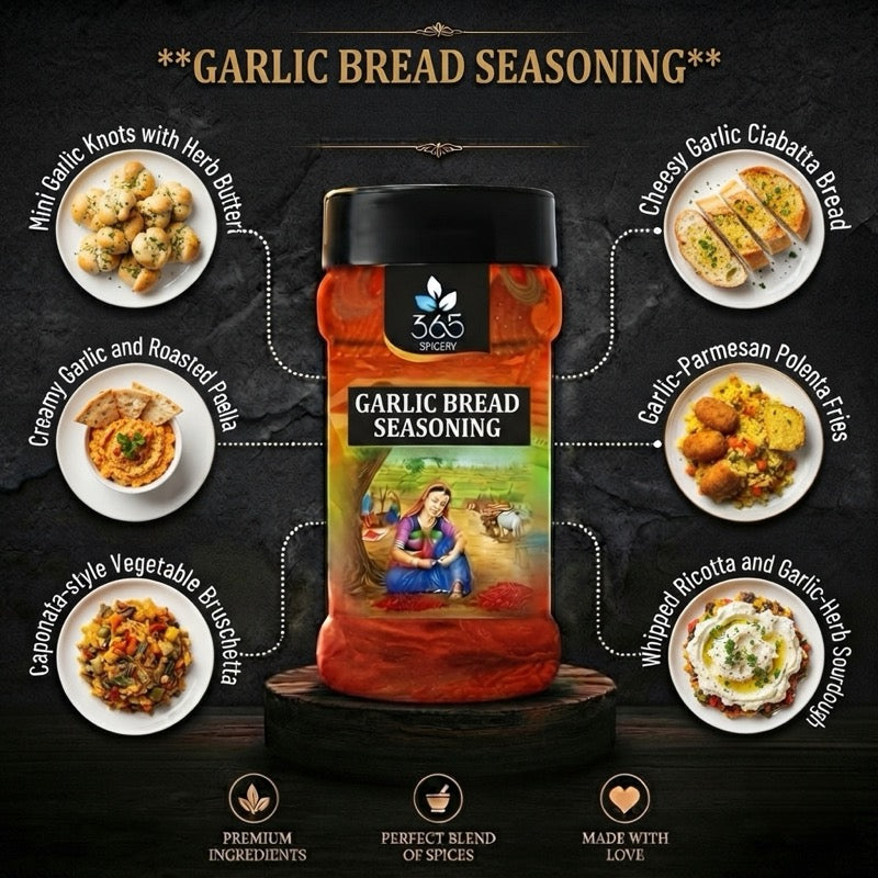 GARLIC BREAD SEASONING | Premium Herb Blend for Grills | Gluten-Free | No MSG | 365 Spicery
