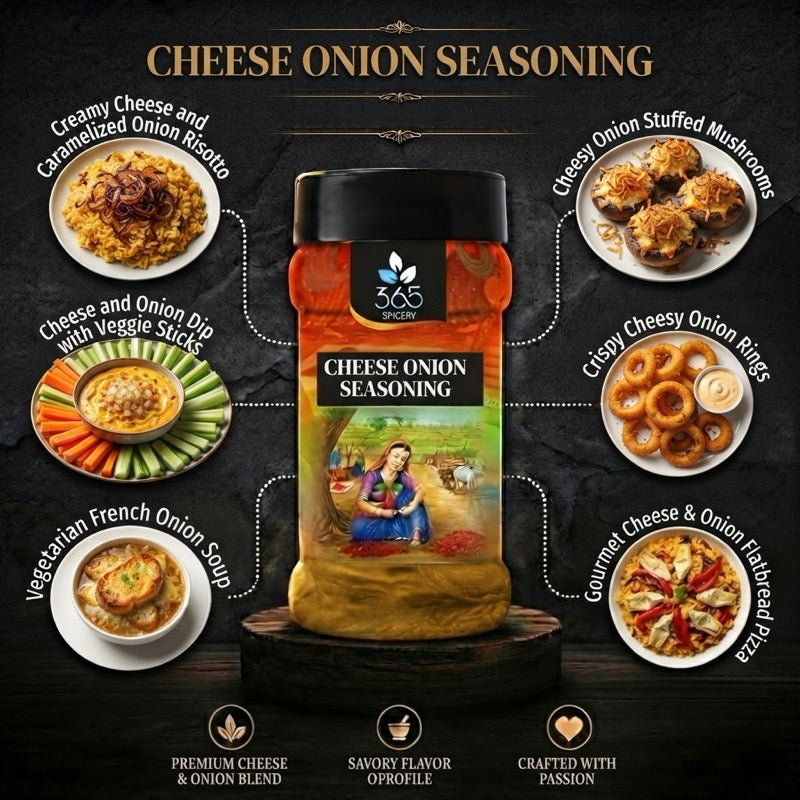 CHEESE ONION SEASONING | Savory Snack Topping | Gluten-Free | No Artificial Flavours | 365 Spicery