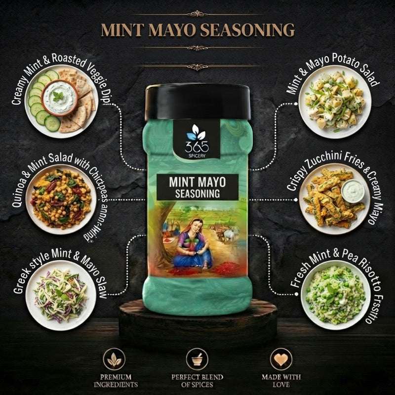 MINT MAYO SEASONING | Creamy Herb Fry Sprinkle | Gluten-Free | No Artificial Colours | 365 Spicery