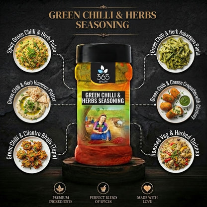 GREEN CHILLI & HERBS SEASONING | Spicy Snack Dust | Gluten-Free | No Artificial Colours | 365 Spicery
