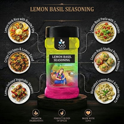 LEMON BASIL SEASONING | Aromatic Herb Sprinkle | Vegan | No MSG | Premium Quality | 365 Spicery