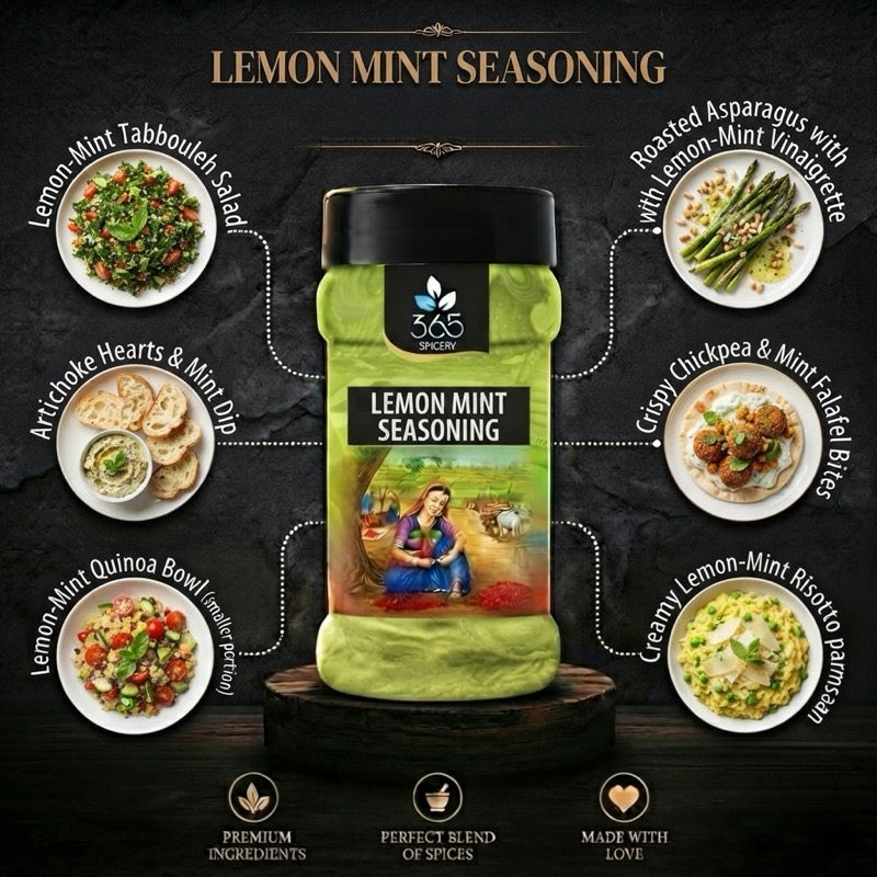 LEMON MINT SEASONING | Refreshing Zesty Snack Dust | Gluten-Free | No Artificial Colours | 365 Spicery